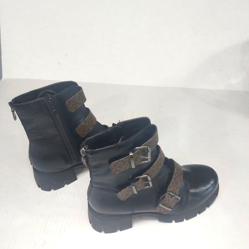 G by Guess Women's Black Boots With Brown Straps Size 11M